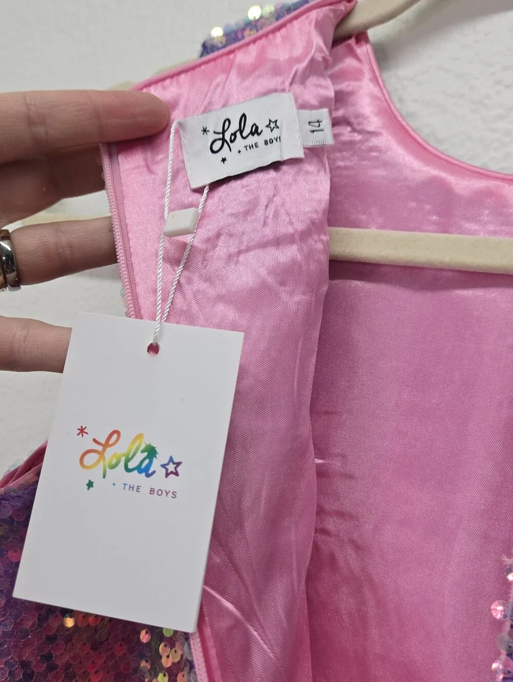 Lola & The Boys Girls Mermaid Magic Sequin Shift Dress Sz 14 NWT Rose Ombre